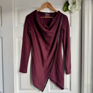 MNY Marc New York Burgundy Asymmetrical Tunic